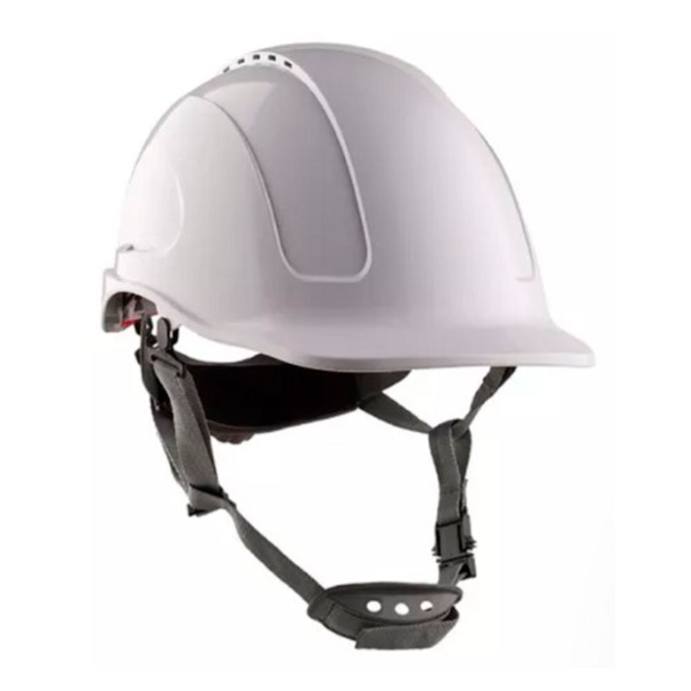 Casco industrial tipo ii clase e blanco ajuste ratchet con barbuquejo 4 apoyos zubiola